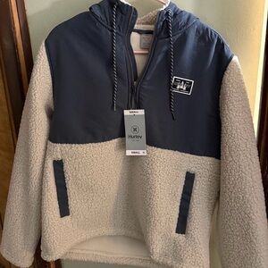 Hurley Men’s Navy and Cream Sherpa Jacket